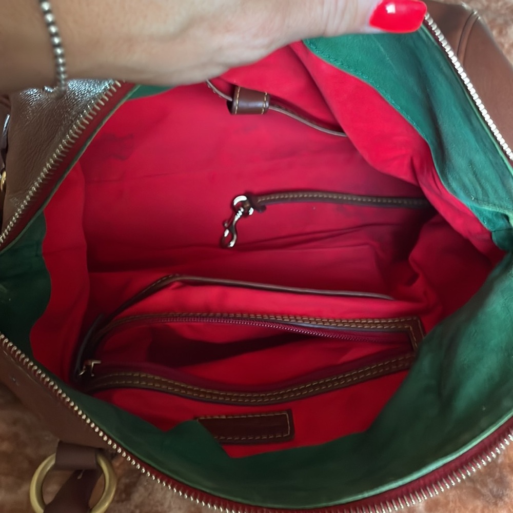 Dooney & Bourke Florentine Leather Double Strap Tassel Satchel - Picture 4 of 5